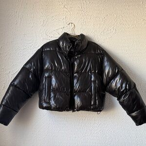 Zara Shiny Black Puffer Jacket